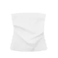 Detailansicht der Stoffstruktur des weißen, trägerlosen Bandeau-Tops mit Raffungen - XS / Oberteile / Weiß