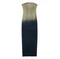 Dettaglio di un abito lungo in denim a tubo con lavaggio sfumato dal giallo all'indaco - XS / Vestiti / colore dell'immagine