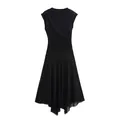 Elegant black sleeveless mesh dress featuring stylish side ruched details - S / Dresses / Black