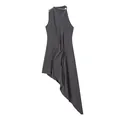 Detalle de vestido de punto gris sin mangas con dobladillo asimétrico drapeado - S / Vestidos / Gris