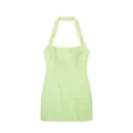 Detailed view of the green and white gingham pattern on this summer halter neck dress - S / Dresses / Green and White Plaid