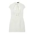 Close-up of elegant white sleeveless dress featuring bow-knot and keyhole cutout - XS / Dresses / White