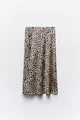 Elegant leopard print satin midi skirt with a smooth silky finish for stylish women - Light Leopard