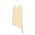 Elegante crème kant slip-top met asymmetrische zoom en zijdeachtige textuur - XS / Tops / Geel
