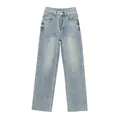 Classic high waist straight leg light blue denim jeans for women with a comfortable fit - XS / Bottoms / Light Blue