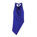 Top halter de seda azul real con diseño de espalda abierta y detalle de lazo - XS / Tops / Azul