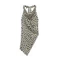 Elegante top halter de seda con espalda descubierta y estampado de leopardo con dobladillo - XS / Tops / Estampado de leopardo