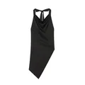 Elegante top de seda negra con cuello halter y espalda descubierta con dobladillo asimétrico - XS / Tops / Negro