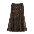 Détail d'une jupe midi en tulle à imprimé léopard avec une taille haute très élégante - S / Bas / Jupe à imprimé léopard