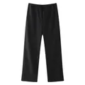 Eleganti pantaloni neri a gamba larga con coulisse e vita elastica da donna. - XS / Pantaloni e gonne / Nero