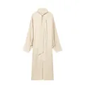 Elegant cream satin long sleeve midi dress featuring a sophisticated tie neck detail. - XS / Dresses / Off White