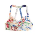Women's vacation style floral print crop top featuring Toscana graphic and back straps - XS / Tops / Off-white with Multicolor Print