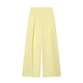 Vista dettagliata dei pantaloni larghi giallo pallido con design a pieghe. - XS / Pantaloni e gonne