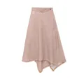 Close-up of asymmetrical striped midi skirt with raw edge hem and diagonal pattern - XS / Bottoms