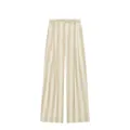 Vue détaillée macro du pantalon large à rayures verticales et taille haute beige - XS / Bas / Kaki