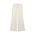 Elegante pantalón de seda de pierna ancha blanco roto con cómoda cintura con cordón - XS / Bottoms / Blanco