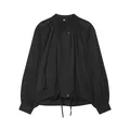Detalle de chaqueta negra con mangas de farol cordón en el dobladillo y botones - XS / Tops / Negro