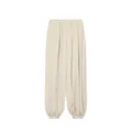 Pantalones bombachos de verano beige claro con cintura plisada y puños ajustados. - XS / Bottoms / Beige