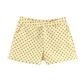 Casual high-waisted yellow shorts with brown polka dot pattern - S / Bottoms / Yellow