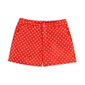 Women's stylish summer shorts in red featuring a classic white polka dot pattern - S / Bottoms / Orange Red