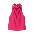 Elegantes fuchsiafarbenes Neckholder-Top für Damen mit goldenem Ring und drapiertem Ausschnitt - Fuchsia