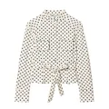 Polka dot shirt jasje met opstaande kraag, borstzakken en tailleband detail - XS / Tops / Wit