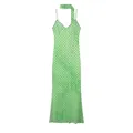 Elegante vestido lencero verde a lunares con bufanda a juego y silueta ajustada - XS / Vestidos / Verde Manzana
