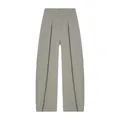 Stylish grey high-waisted wide-leg balloon trousers with a pleated front design - Light Green