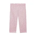 Gedetailleerde platte ligging van een roze Capri-broek met zwarte stippen op wit - XS / Bottoms / Roze