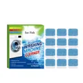 Jue Fish washing machine cleaner tablets pack with 12 blue and white cleaning tabs - 12-Piece Set