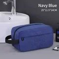 Grande borsa da toilette in tela blu navy per uomo, organizer da viaggio, 25cm - Rinforzato/Spessorato / Blu navy