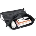 Large capacity black Oxford cloth drawstring backpack gym bag with multiple items inside - Purple
