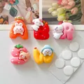 Detailed macro view of cute resin animal and fruit letter charms for creative DIY projects. - Adhesive Style (Without Header Card) / 5 Pieces