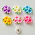 Breloques fleurs en résine pour bricolage et accessoires cheveux en six couleurs - Type Magnétique (Sans Carte de Tête) / Lot de 6