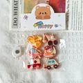 Detailed view of six colorful cartoon vehicle resin accessories with bear packaging - With Header Card / Magnetic Set / Set of 6