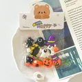 Close-up of Halloween resin charms set including pumpkins and ghosts in packaging - Fridge Magnet (With Card Head) / 10 Pieces/Pack