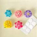 Fiori assortiti in resina lucida di vari colori con adesivi a punti circolari - Stile Senza Tracce - Senza Scheda di Intestazione / 5 Pezzi