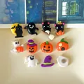 Detail view of colorful Halloween resin charms with pumpkin, ghost and cat shapes - Fridge Magnet (Without Card Head) / 10 Pieces/Pack