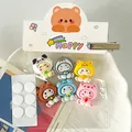 Set mit 6 süßen Cartoon-Tierfiguren aus Harz in verschiedenen Stilen mit Klebepunkten - Selbstklebendes Komplettset / 6个装(带卡头) / bunt