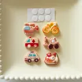 Adorable transportation themed resin charms with adhesive dots for DIY craft kits - Without Header Card / Traceless Sticker Set / Set of 6