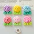 Detailansicht bunter Harz-Blumenkugelmagnete mit Ansicht der magnetischen Rückseite - Magnetischer Typ (Ohne Kopfkarte) / 6er Set