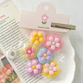 Close-up detail of colorful glossy resin five-petal flower accessories for DIY hair clips - Magnetic Full Set/6 Pcs (With Card)