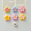 Detailed view of colorful glossy resin five-petal flower refrigerator magnets. - Magnetic Full Set/6 Pcs (No Card)