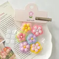 Close-up of glossy double-colored resin flowers for DIY hair clips and crafts - Plain Patch Set/6 Pcs (With Card)