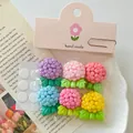 Bunte handgefertigte Harz-Blumenkugel-Anhänger mit Klebepunkten in rosa Verpackung - Klebestil (Mit Header-Karte) / 6er Set