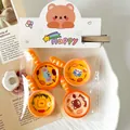 Close-up detail of four cartoon cat frying pan resin magnets in cute packaging - Dark Magnetic Set (4 pieces/With Card)