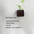 Detail of black walnut wood block with clear glass test tube for hydroponic plants - L / With Glass / Black Walnut Wood Color