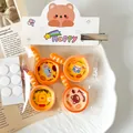 Close-up macro view of cute cartoon frying pan resin charms with cat and bear designs - Dark Traceless Set (4 pieces/With Card)