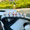 Set of 6 cute miniature lucky cat figurines displayed on a car side mirror decor - 6 Lucky Cats Set