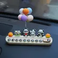 Detailed view of a cute panda-themed car temporary parking phone number plate ornament - 4 Kung Fu Pandas with Balloons / Beige